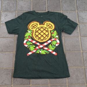 Disney Green Short Sleeve Tee with Mickey Waffle Design